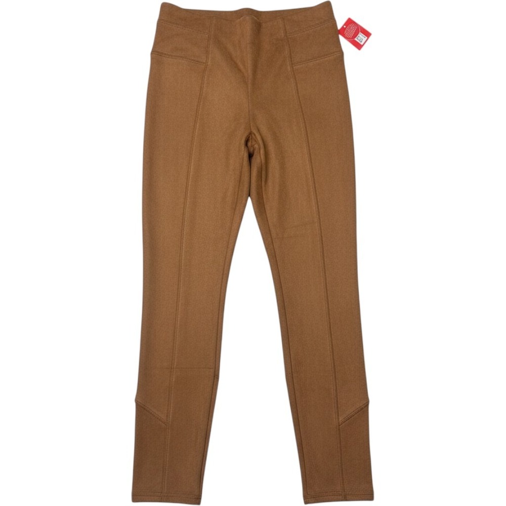 Spanx Faux Suede Leggings Rich Caramel Brown Petite Large 20322Q NEW